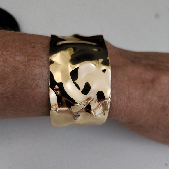 Jewelry - New Gold Large Hammered Cuff Bracelet